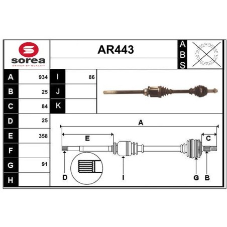 Cardan Arbre de Transmission Avant Droit Pour Fiat Bravo II Alfa Romeo 147 GT