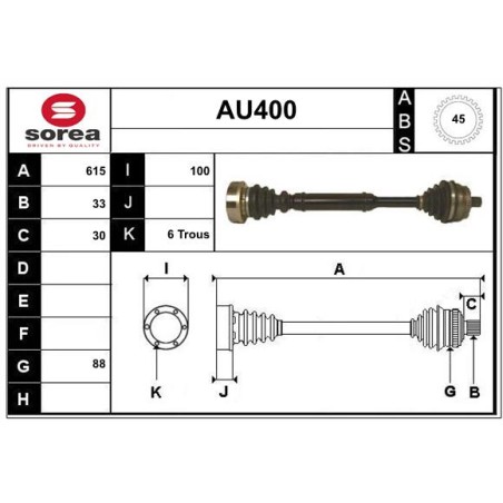 Cardan Arbre de Transmission avant Gauche Pour VW Passat Audi A4 8D0407451X
