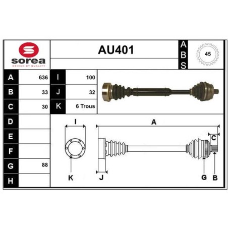 Cardan Arbre de Transmission Avant Droit Pour VW Passat Audi A4 8D0407452X
