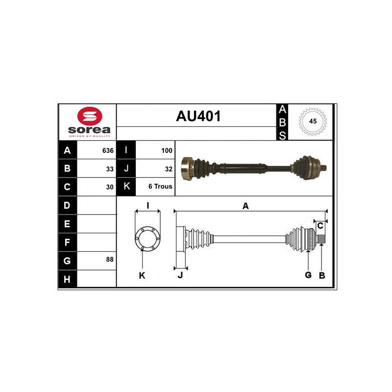 Cardan Arbre de Transmission Avant Droit Pour VW Passat Audi A4 8D0407452X