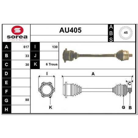 Cardan Arbre de Transmission Avant Droit Pour VW Audi A4 Skoda 8D0407272CL