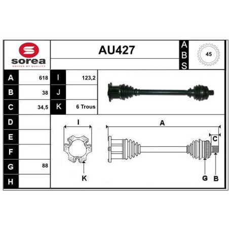 Cardan Arbre de Transmission Avant Droit Pour Audi A4 8E0407272AH 8E0407272AR
