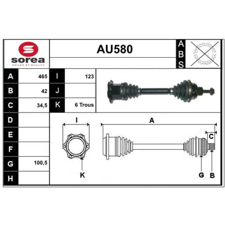 Cardan Arbre de Transmission Avant Pour Audi A4 A5 8K0407271AJ 8K0407271AK
