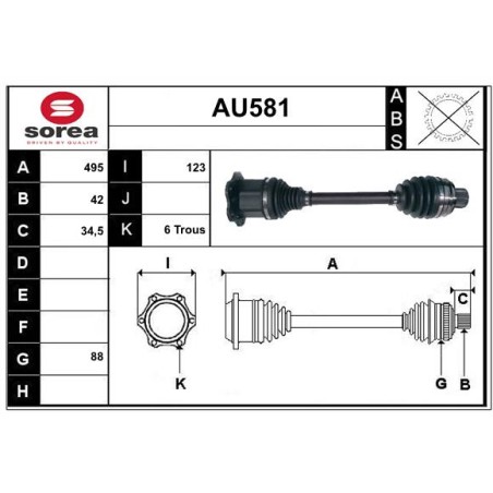Cardan Arbre de Transmission Avant Pour Audi A6 A8 Q5 Porsche Macan