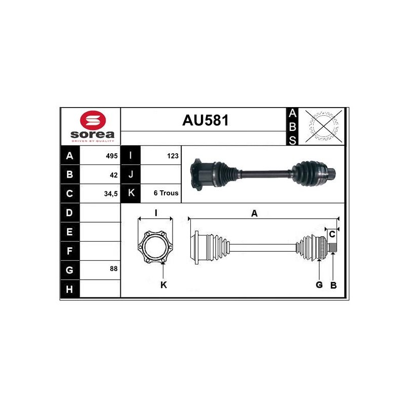 Cardan Arbre de Transmission Avant Pour Audi A6 A8 Q5 Porsche Macan