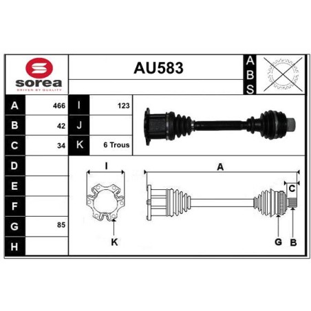 Cardan Arbre de Transmission Avant Pour VW Golf Plus V Audi A4 A5