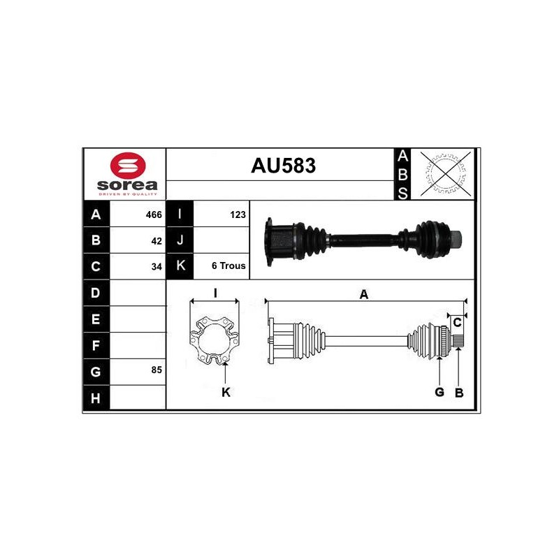 Cardan Arbre de Transmission Avant Pour VW Golf Plus V Audi A4 A5