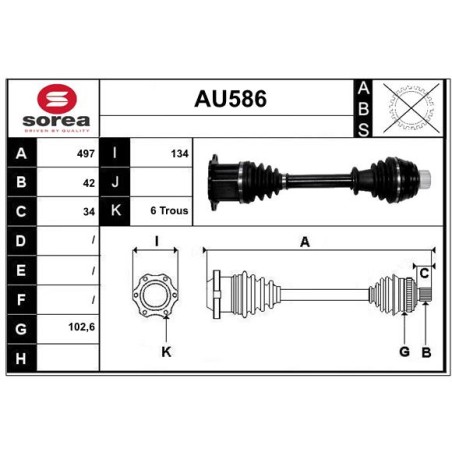 Cardan Arbre de Transmission Pour Audi Q5 80A407271E 8R0407271J A1J