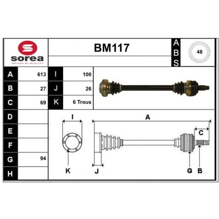 Cardan Arbre de Transmission Arrière Pour BMW Série 3 E36 Z3 33211226904