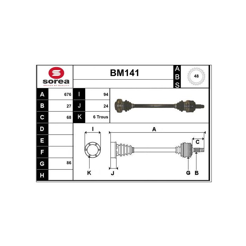 Cardan Arbre de Transmission Arrière Droit Pour BMW Série 3 E46 33211229588
