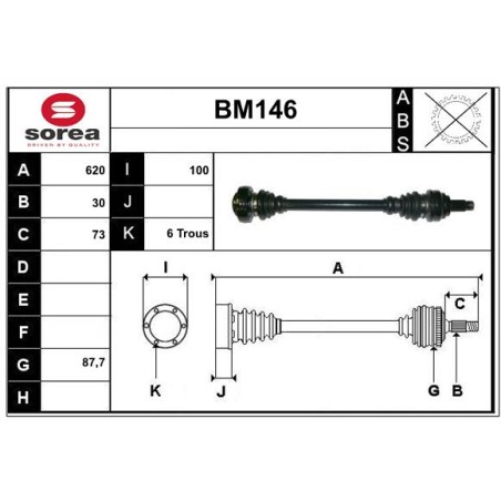Cardan Arbre de Transmission Arrière Gauche Pour BMW Série 3 E90 7527081AI03