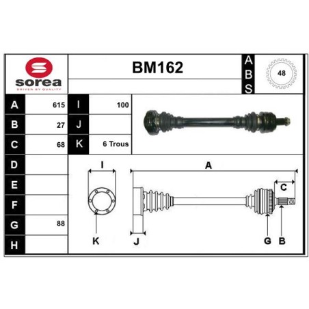 Cardan Arbre de Transmission Arrière Gauche Pour BMW Série 1 E82 33217537715