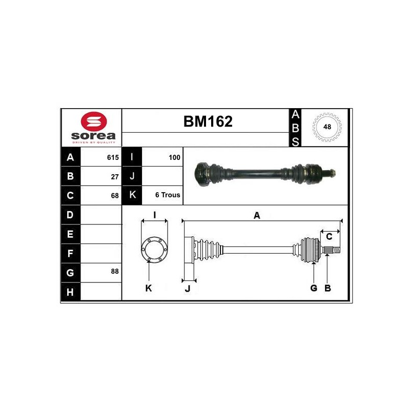 Cardan Arbre de Transmission Arrière Gauche Pour BMW Série 1 E82 33217537715