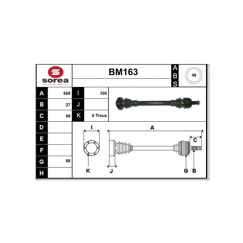 Cardan Arbre de Transmission Arrière Droit Pour BMW Série 1 E82 33217533446