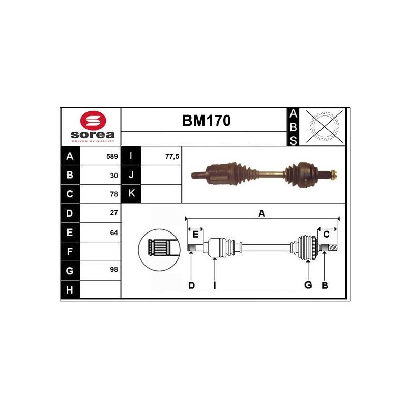 Cardan Arbre de Transmission avant Gauche Pour BMW X5 31607505003 31607505005