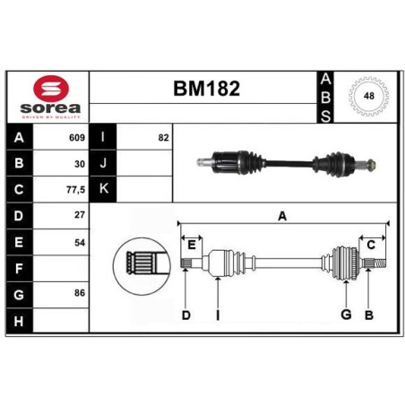 Cardan Arbre de Transmission avant Gauche Pour BMW Série 5 E60 E61 31607558951