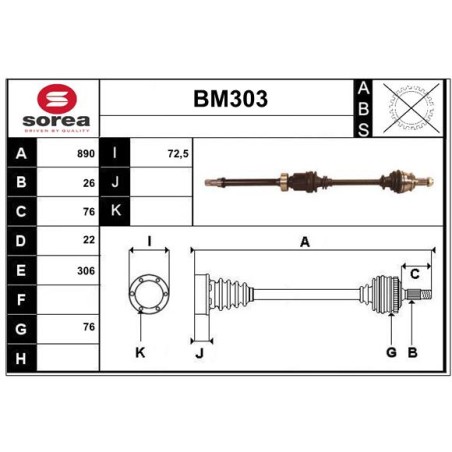 Cardan Arbre de Transmission Avant Droit Pour Mini Mini 31607518238