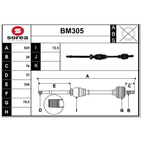 Cardan Arbre de Transmission Avant Droit Pour Mini Mini 31607533216 31607574866