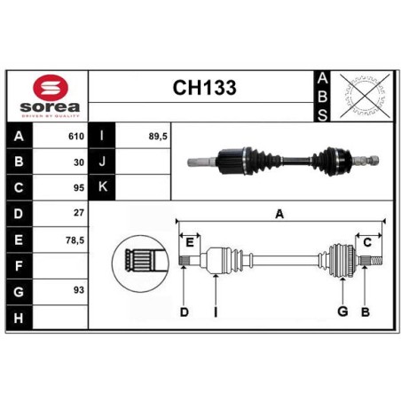 Cardan Arbre de Transmission Pour Chevrolet Orlando 13355113