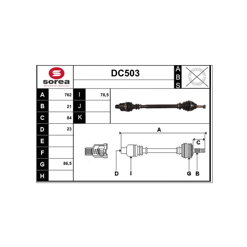 Cardan Arbre de Transmission Avant Droit Pour Renault Logan I Dacia Logan MCV
