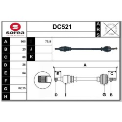 Cardan Arbre de Transmission Avant Droit Pour Dacia Monospace Lodgy 391006130R