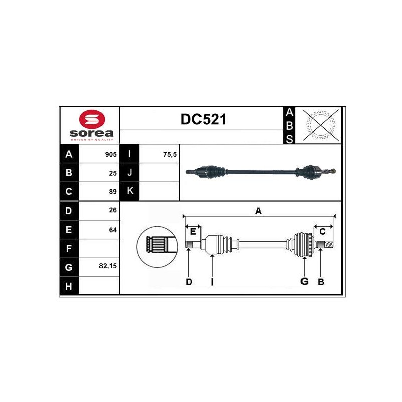 Cardan Arbre de Transmission Avant Droit Pour Dacia Monospace Lodgy 391006130R