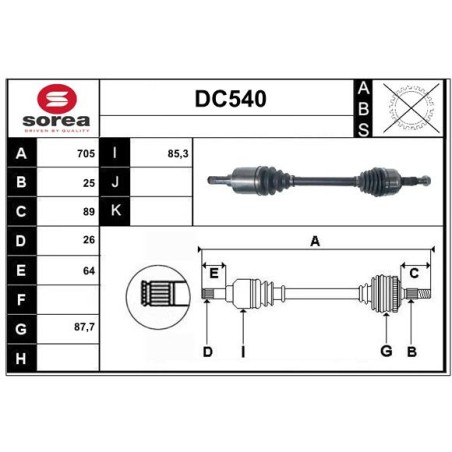 Cardan Arbre de Transmission avant Gauche Pour Dacia Duster 391016491R