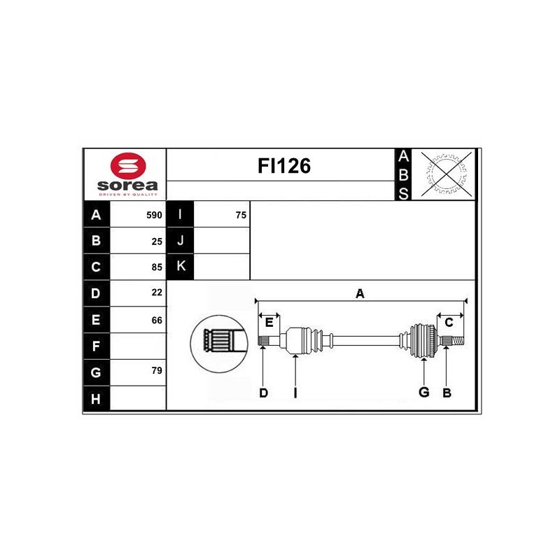 Cardan Arbre de Transmission Pour Fiat Panda 46308227 71791504