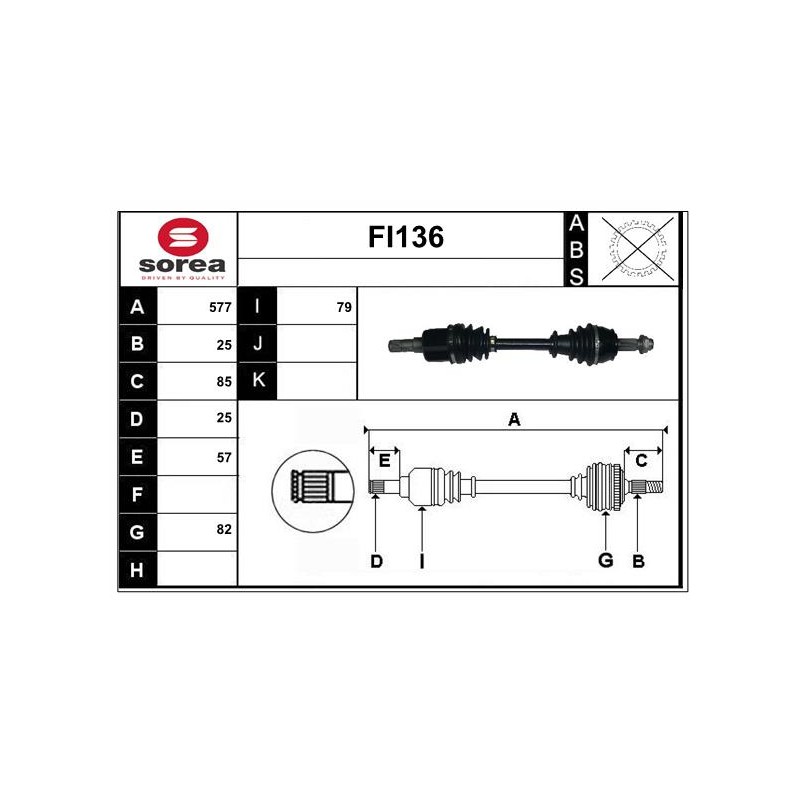 Cardan Arbre de Transmission Pour Fiat Grande Punto Idea Alfa Romeo Mito