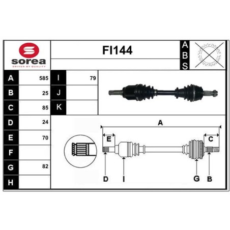Cardan Arbre de Transmission avant Gauche Pour Fiat Alfa Romeo Mito Lancia Musa