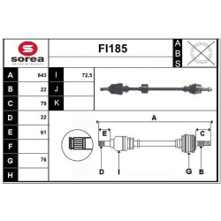 Cardan Arbre de Transmission Avant Droit Pour Fiat Punto 46307792 71792579