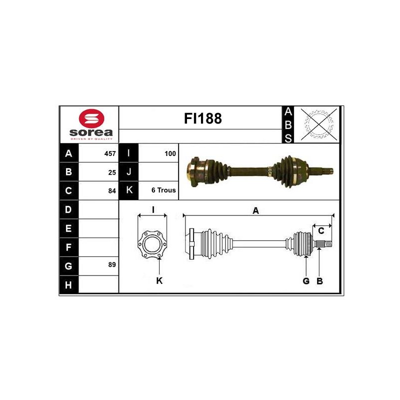 Cardan Arbre de Transmission avant Gauche Pour Fiat Punto 1600013742 46307687