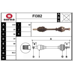 Cardan Arbre de Transmission avant Gauche Pour Fiat Doblo 46307674 51806761