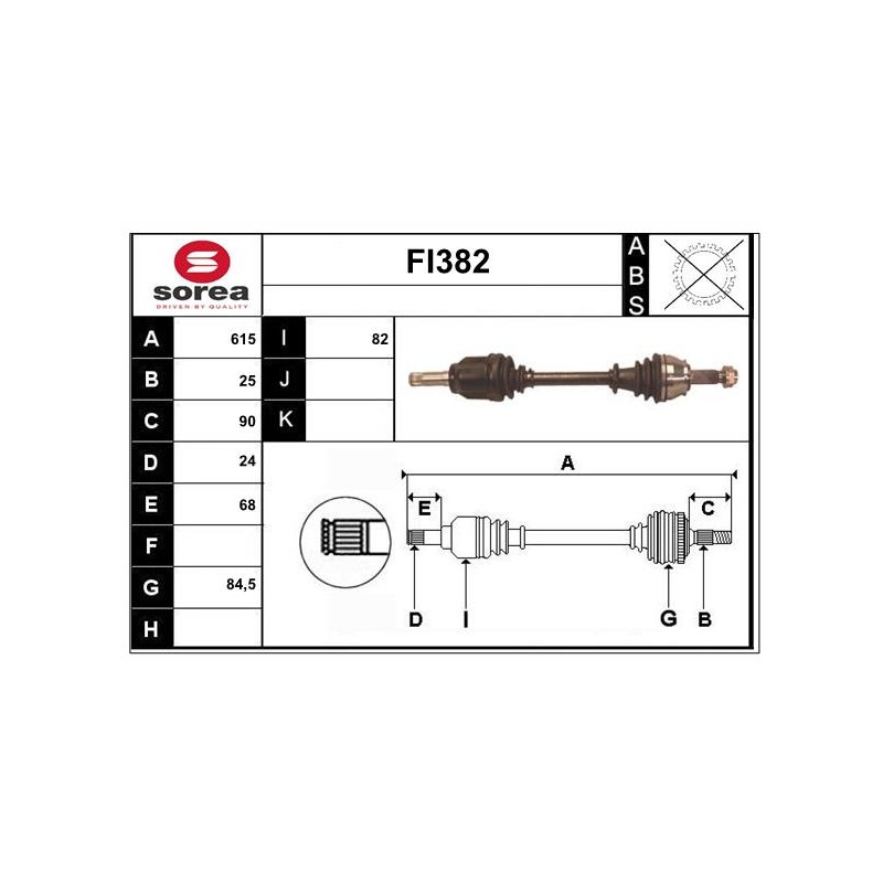 Cardan Arbre de Transmission avant Gauche Pour Fiat Doblo 46307674 51806761