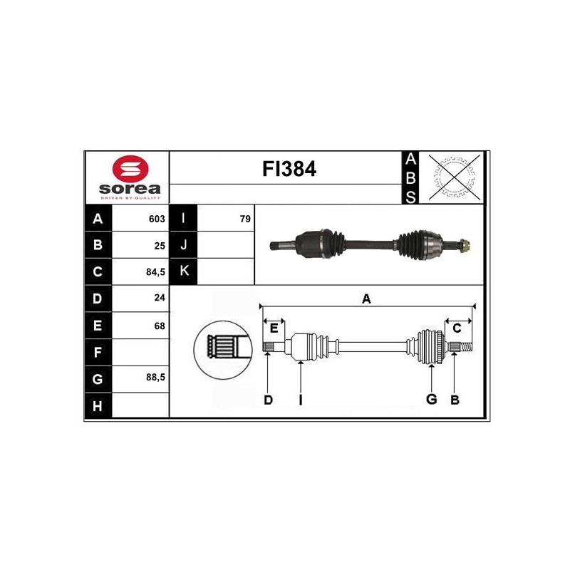 Cardan Arbre de Transmission Pour Opel Combo/Monospace Combo Combi/Tour Fiat