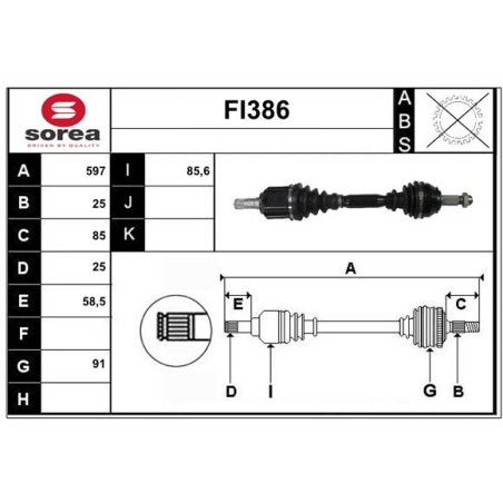 Cardan Arbre de Transmission Pour Opel Combo/Monospace Combo Combi/Tour Fiat