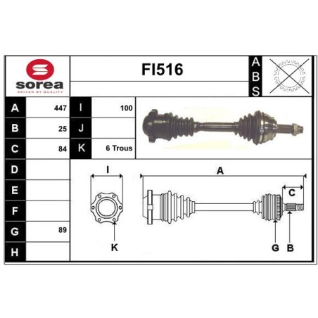 Cardan Arbre de Transmission Avant Pour Fiat Brava Bravo I 46307408