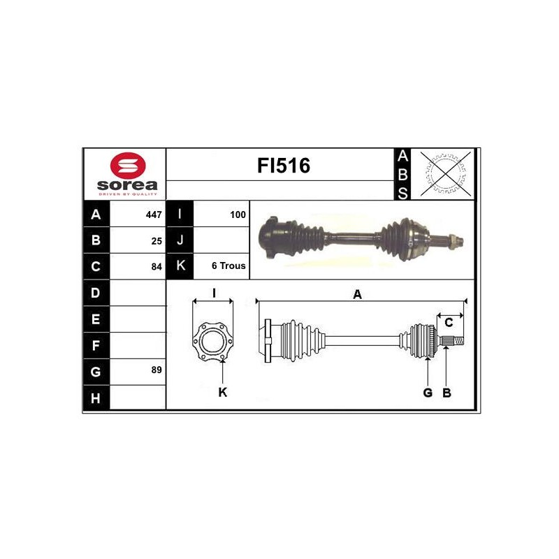 Cardan Arbre de Transmission Avant Pour Fiat Brava Bravo I 46307408