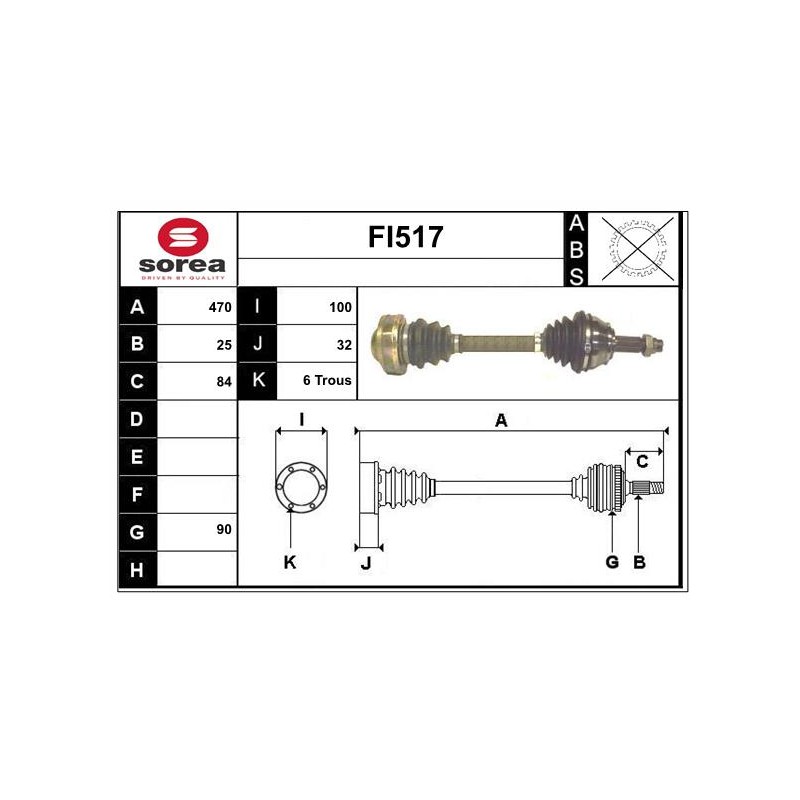 Cardan Arbre de Transmission Avant Pour Fiat Brava Bravo I 46307324