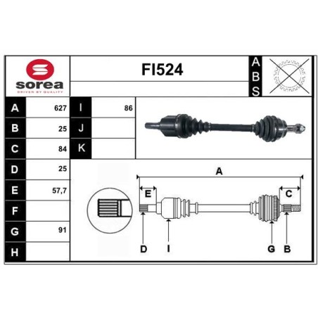 Cardan Arbre de Transmission avant Gauche Pour Fiat Bravo II Stilo Lancia