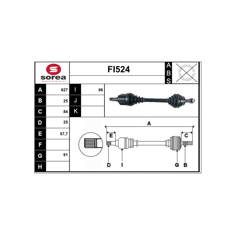 Cardan Arbre de Transmission avant Gauche Pour Fiat Bravo II Stilo Lancia