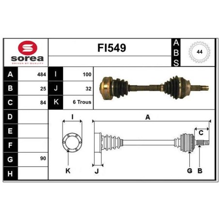 Cardan Arbre de Transmission Avant Pour Fiat Coupé Alfa Romeo Lancia 46307010
