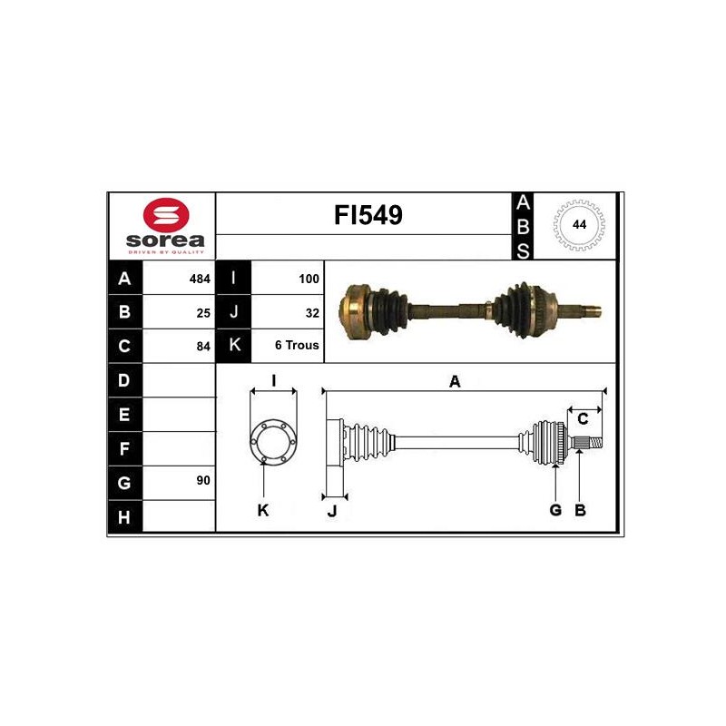 Cardan Arbre de Transmission Avant Pour Fiat Coupé Alfa Romeo Lancia 46307010