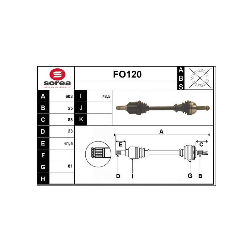 Cardan Arbre de Transmission avant Gauche Pour Ford Fiesta III IV Puma Mazda