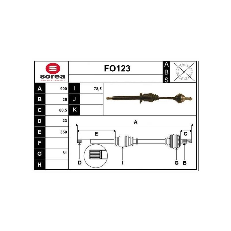 Cardan Arbre de Transmission Avant Droit Pour Ford Fiesta IV Mazda 121 III