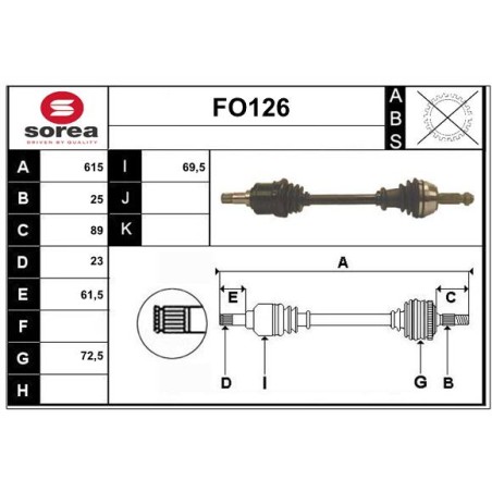Cardan Arbre de Transmission avant Gauche Pour Ford Fiesta V VI Fusion 1359345