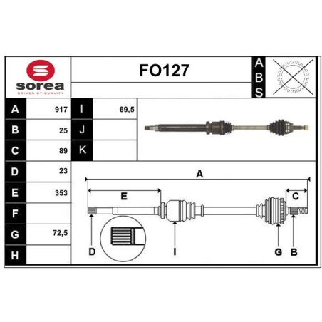 Cardan Arbre de Transmission Avant Droit Pour Ford Fiesta V VI Fusion 1359342