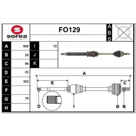 Cardan Arbre de Transmission Avant Droit Pour Ford Fiesta V VI Fusion Mazda 2