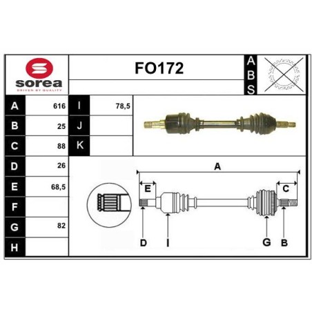 Cardan Arbre de Transmission avant Gauche Pour Ford Focus Turnier 1122811