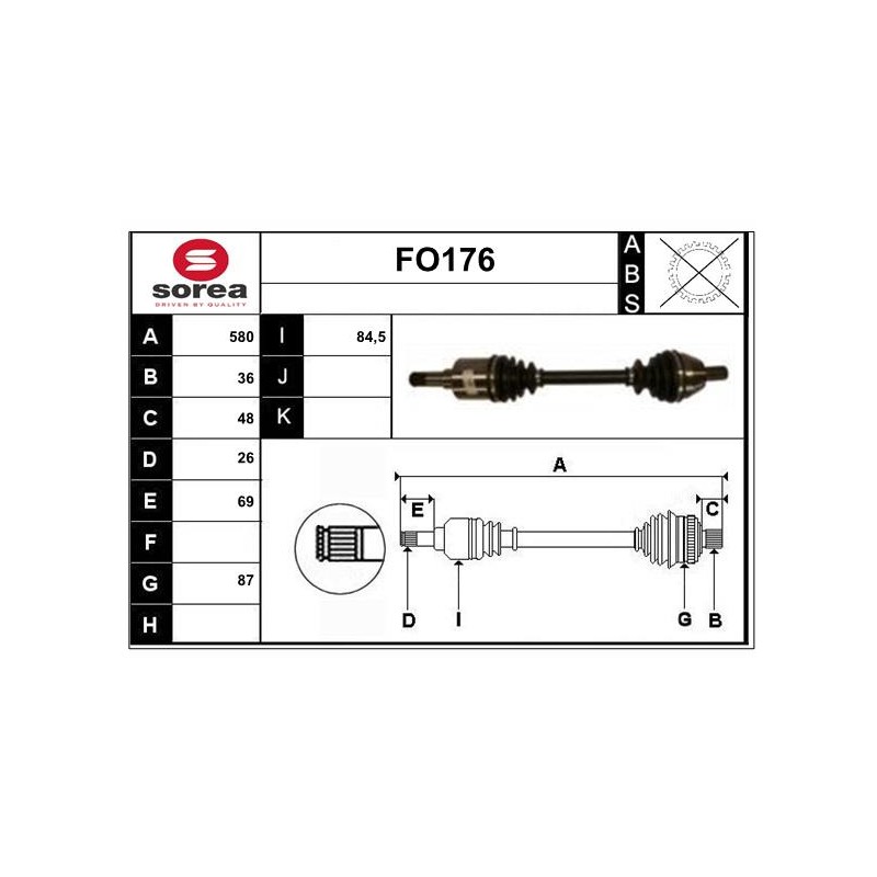 Cardan Arbre de Transmission avant Gauche Pour Ford C-Max Focus II Volvo S40 II